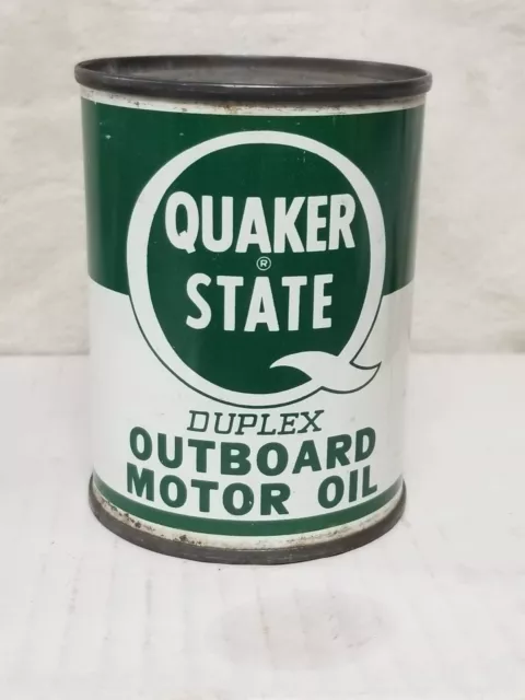 Vintage NOS  Quaker State Duplex Outboard Motor Oil Can Unopened 8 oz.