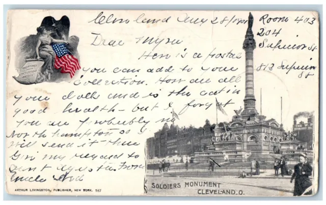 Cleveland Ohio OH Postcard Soldiers Monument 1901 Private Mailing Card Vintage