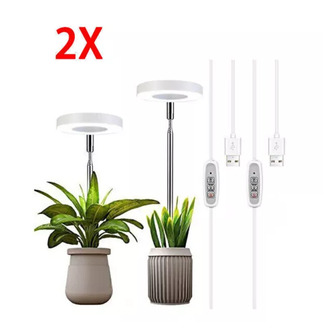 2XUSB LED Pflanzenlampe Vollspektrum Dimmbar Wachstumslampe Timer Grow RinglLOVE