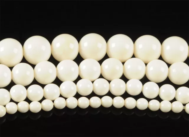 Genuine bone Round white Beads 16" Strand 4mm 6mm 8mm 10mm 12mm