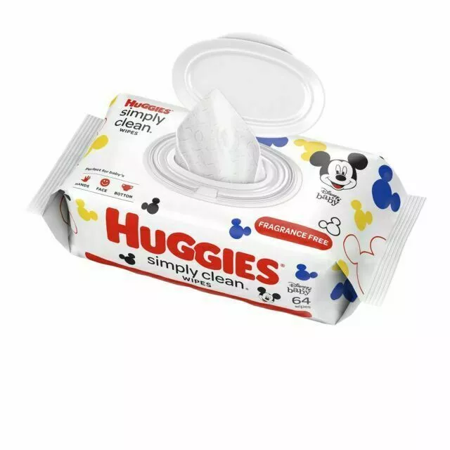 Baby Wipes, Unscented, Huggies Simply Clean Fragrance-Free Baby Diaper Wipes, 1