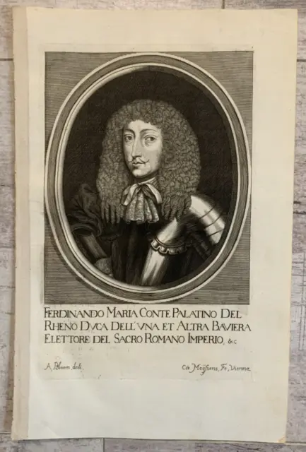 Portrait Ferdinand-Marie de Bavière Noble Ligue Rhin Palatinat Autriche Meyssens