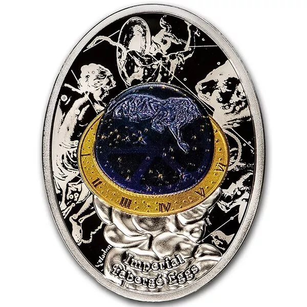 Blue Tsarevich Constellation Egg Faberge Eggs Proof Silver Coin 1$ Niue 2020