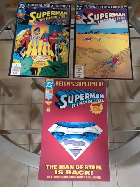 Superman: Man Of Steel #20 21 22 Die-Cut (DC 1993) Simonson / Bogdonave