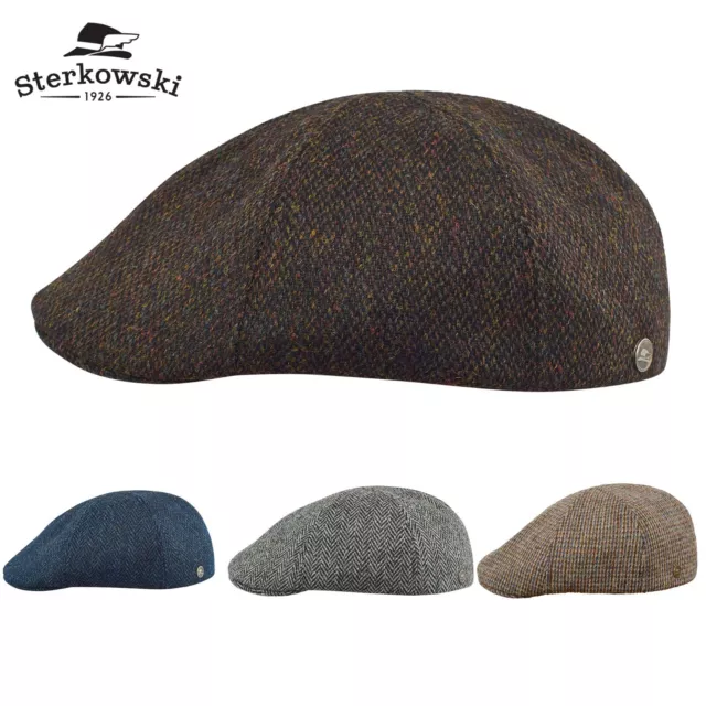 Sterkowski RUSTY Harris Tweed Flat Cap Duckbill Newsboy Cabbie Ivy League Wool