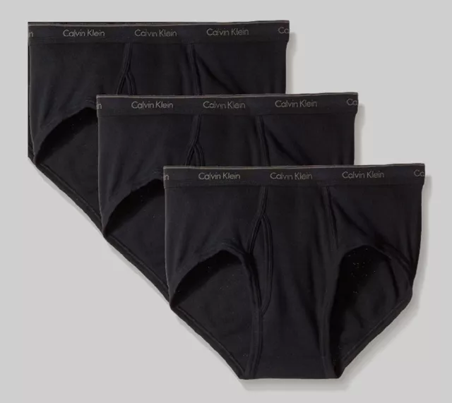 $30 Calvin Klein Underwear Men Nb1425 Black 3-Pack Classic Cotton Briefs Size S