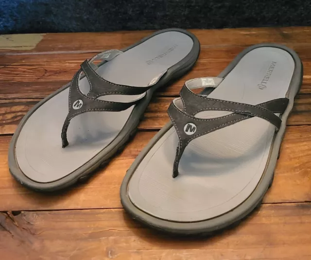 Women's Black Merrell Flip Flop Thong Sandals with  Air Cushion Insoles Size 10