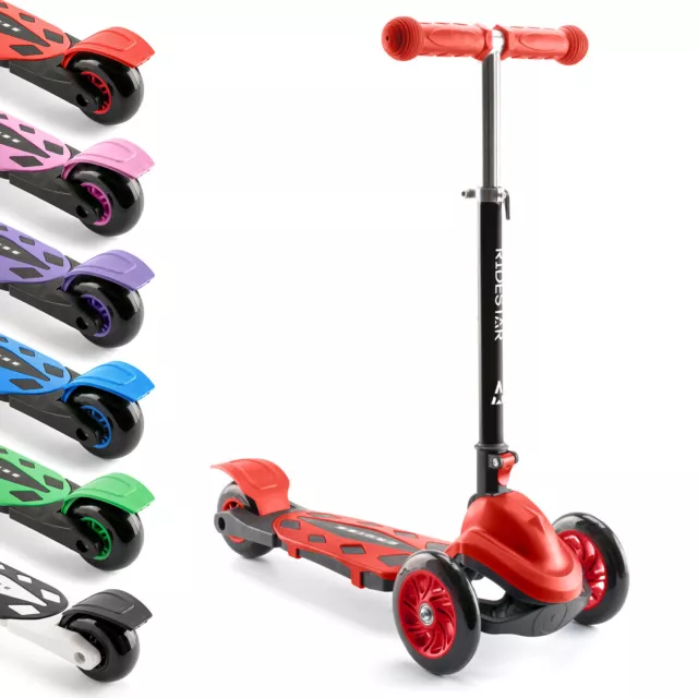 3 Wheeled Scooter Kids Tri Folding Tilt To Turn Adjustable Push Ride On RideStar