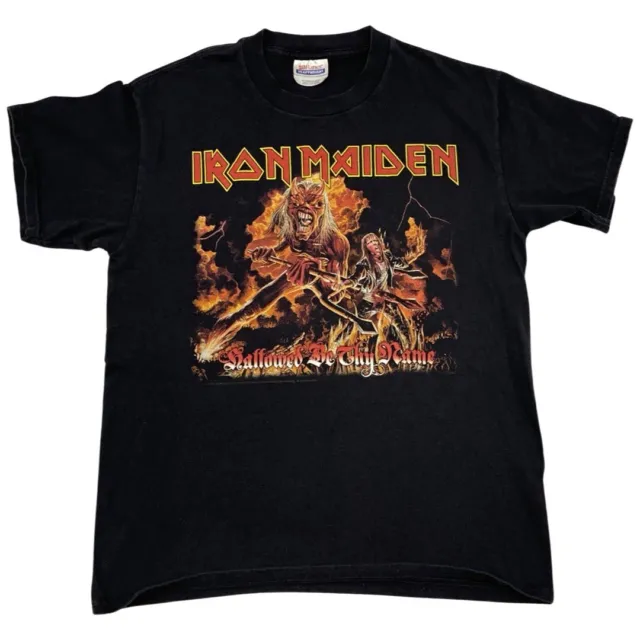 Iron Maiden Hallowed Be Thy Name VTG 2000’s Rock Band Concert Youth Large TShirt
