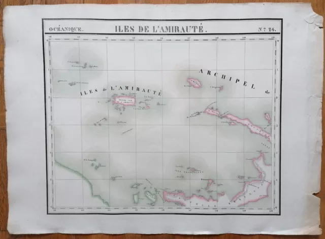 Pacific Large Original Map Admirality Islands by Vandermaelen - 1827