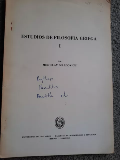 Estudios de filosofia griega I by marcovich 1965 Venezuela