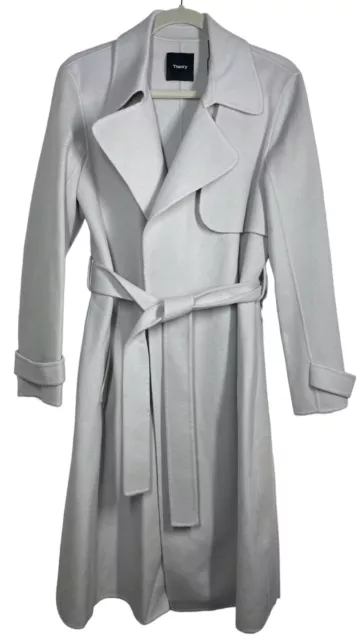 Theory Oaklane DF Womens Coat M Stone Winsome 2 Wool Cashmere Overcoat $895