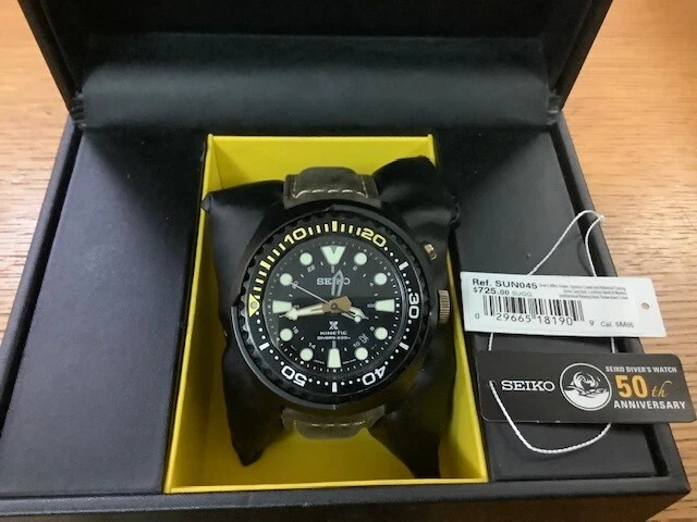 SEIKO PROSPEX KINETIC GMT SUN045 50th Anniversary Black Strap from