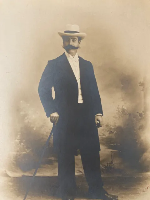 Tres Belle Photo 1900 Noire Et Blanc homme Portrait dandy Blain Alger moustache