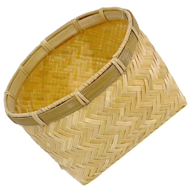 Panier En Bambou Rond 35cm Panier à Fruit En Bambou Paniers Tissés Plats Et Peu Profond Panier Décoration Maison Artisanale