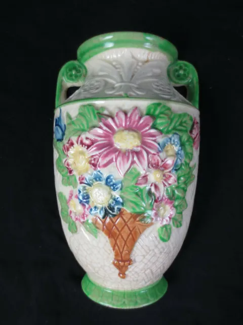 VIntage Ceramic Flower Urn Wall Pocket Vase Made In Japan