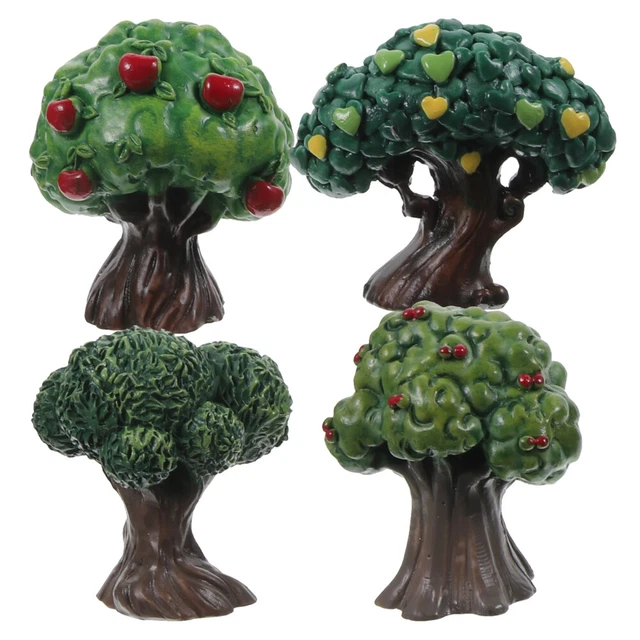 4pcs Mikrolandschaft Mini Baumhandwerk Mini Garten Ornament Grüne Baummodell
