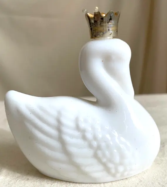 Vintage Avon White Swan Unforgettable Perfume Bottle Collectible Milk Glass