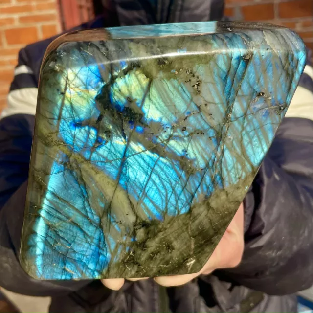4.4LB Natural Crystal Moonstone Polished Labradorite Stone Healing Energy Reik