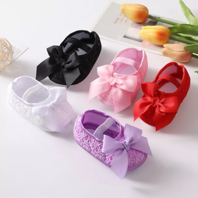 Toddler Baby Girl Bow Anti-slip Christening Pram Princess Shoes SoftSole Sneaker 3