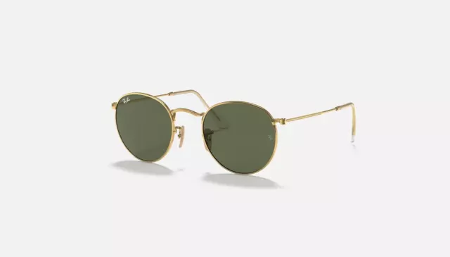 Ray-Ban Round Flat Gold/Green Classic G-15 53 mm Unisex Sunglasses RB3447N 001