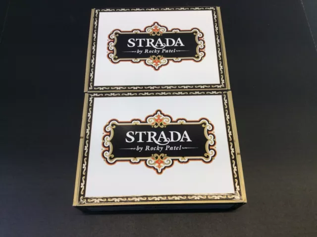 Rocky Patel Strada Collection Wood Cigar Box Empty Toro Lot of 2 White Box