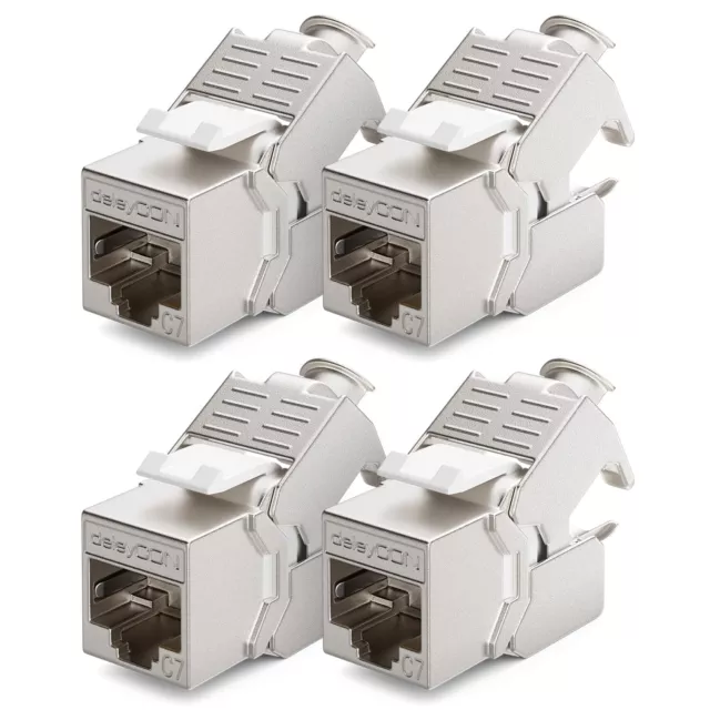 deleyCON 4x CAT 7 Modulo Keystone Jack Ideale per CAT7 CAT6 CAT6a Cavi di Pos...