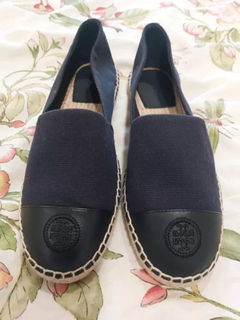 Tory Burch Navy Espadrille Flats Size 8.5 NWOB