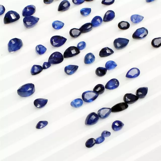 Wholesale Lot 5x3mm to 9x6mm Pear Natural Blue Sapphire Loose Calibrated Gems
