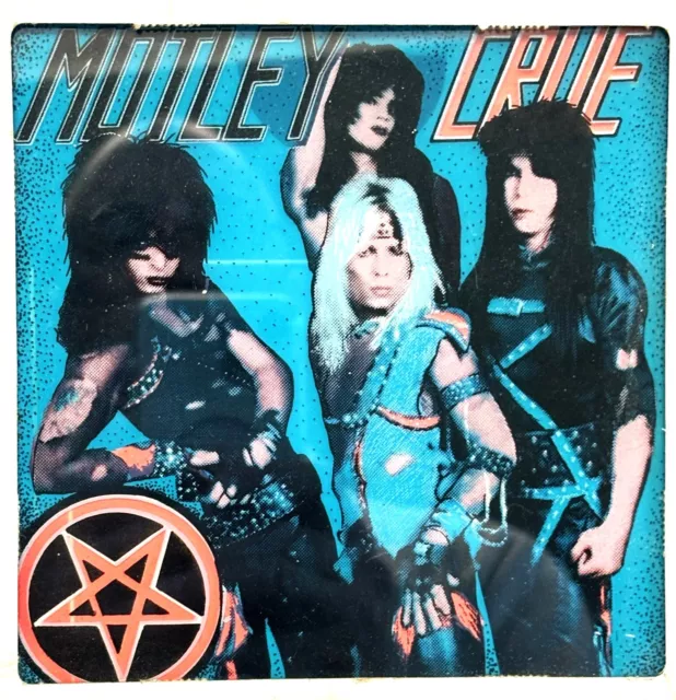 Vintage 80s Motley Crue Carnival Fair Glass Mirror Prize Rock Band 6x6