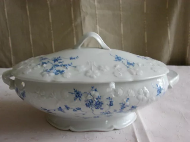 soupière  porcelaine de  SOLOGNE  Barbotine "  porcelaine blanche