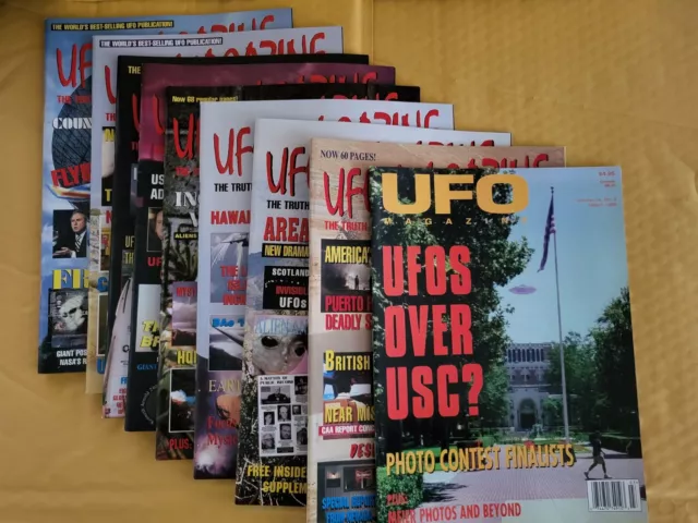 Lot of 8 UK UFO Magazine Quest Publications 1996-1997 + 1 USA Birnes Pub 1999