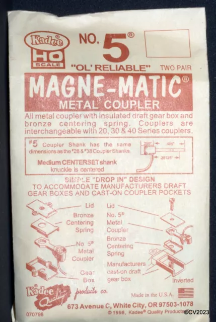 1/87 H0 Kadee n. 5 accoppiatori metallici magnetici / frizione in metallo, NOS