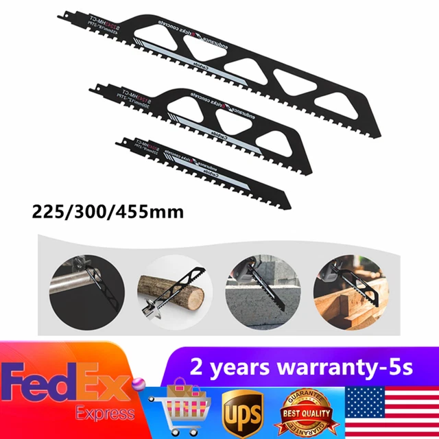 3 Pieces Reciprocating Saw Blade-Demolition Masonry Hard Carbide Saw Blade Black
