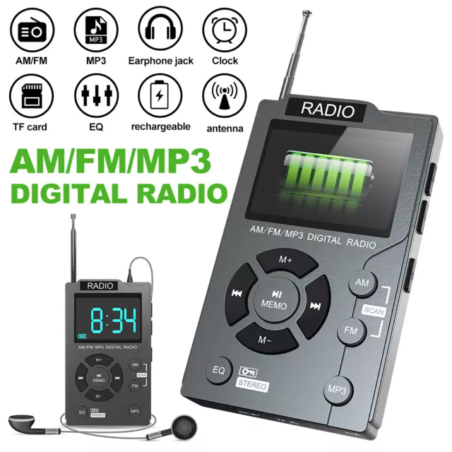 Mini Digital AM/FM/MP3 Radio MP3 Player LCD Display Speaker Portable Pocket USB