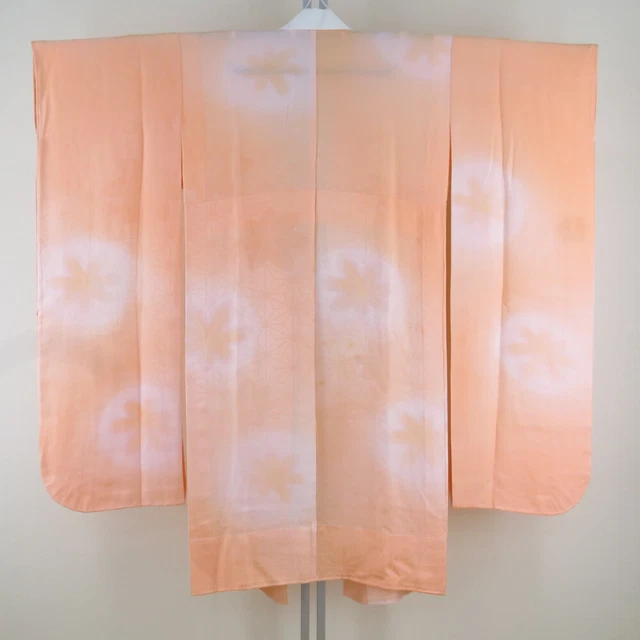 Juban Kimono inner wear For Furisode Silk Autumn leaves pattern Orange 48.6inch