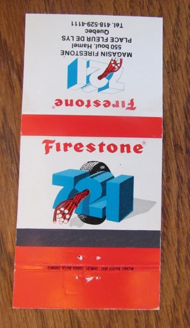 Firestone Tires Matchbook Cover: Quebec City Empty Matchcover -D2