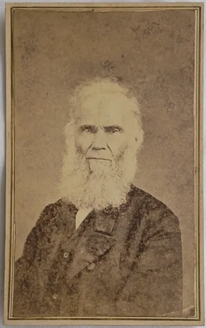 CDV Photo Old Man White Chin Beard Hair Civil War Era 1860s