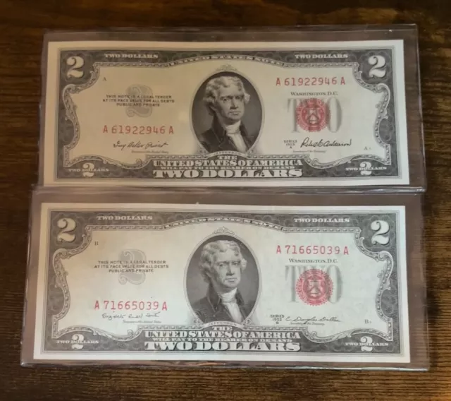 ✯ Two Dollar Red Seal $2 Bill UNC CU ✯ 1 Consecutive Uncirculated Note✯