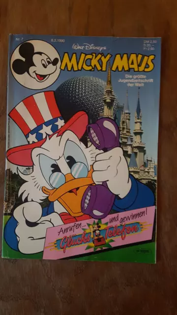 Micky Maus Comic Heft Nr. 7 1990 mit Beilage Micky Maskerade Sticker