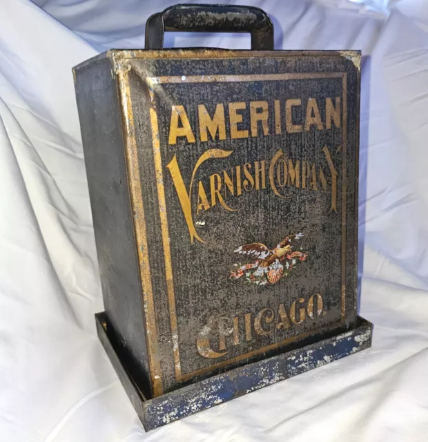 Antique Vintage The American Varnish Co. Metal Advertising Can Tin