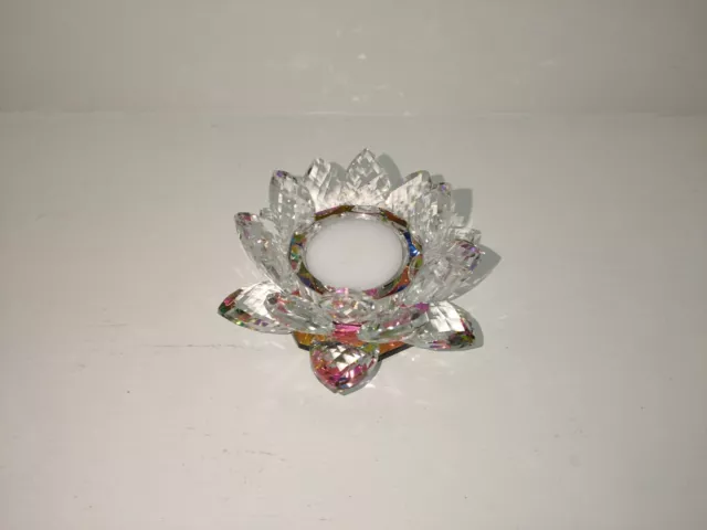 Glass Crystal Lotus Flower Tea Light Holder