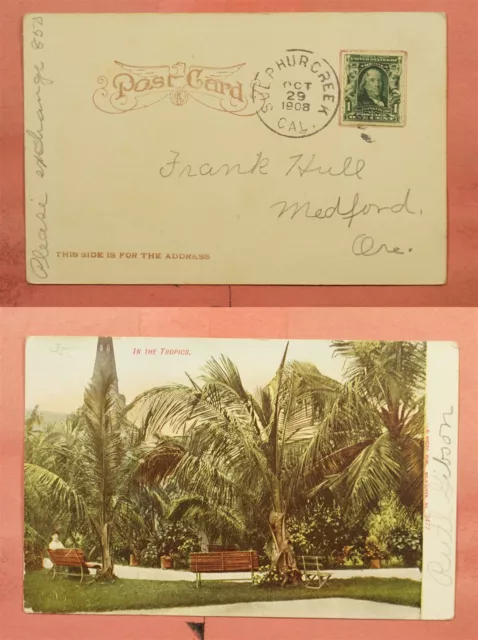1908 Dpo 1874-1915 Sulphur Creek Ca California Tropics Postcard
