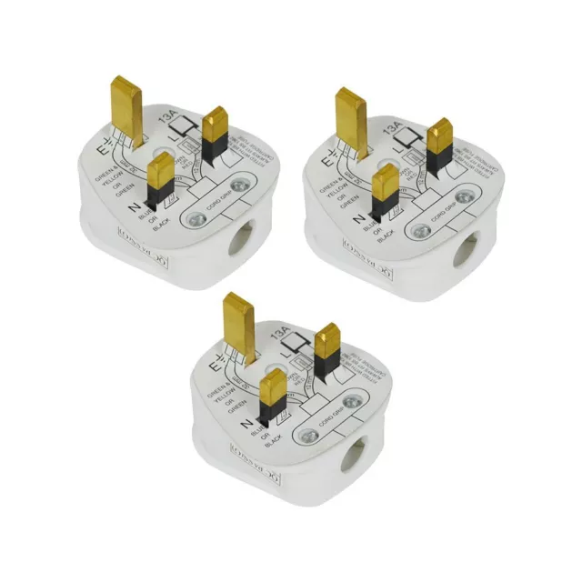 Standard UK Fused 13A 13 Amp White Mains 3 Pin Household Plugs Socket