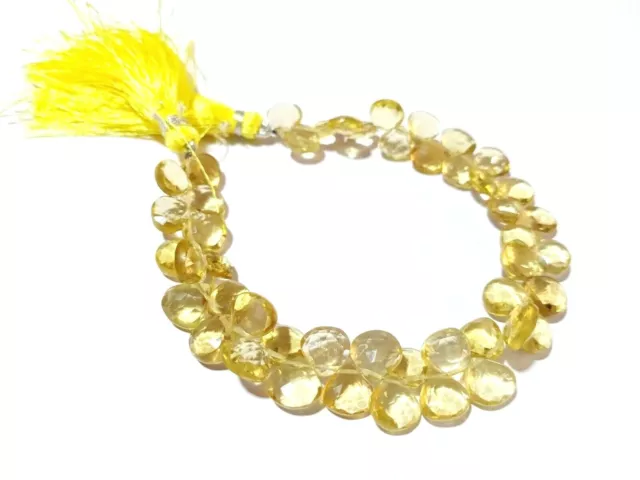 Citron Quartz Cœur Facettes 9-10mm Naturel Perles 7 " Pouce Brin