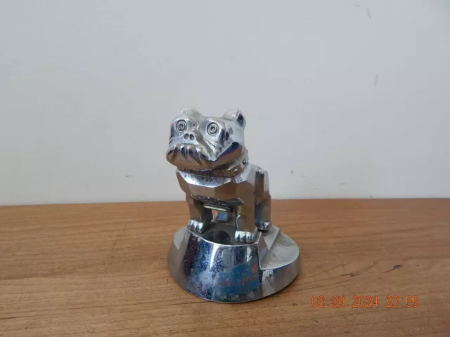 Vintage Mack Truck Chrome Bulldog Hood Ornament Dog Design Patent 87931 W/ BASE