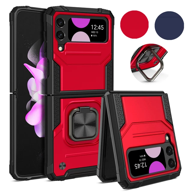 For Samsung Galaxy Z Flip 4 3 Case, Military Grade Shockproof Kickstand Cover