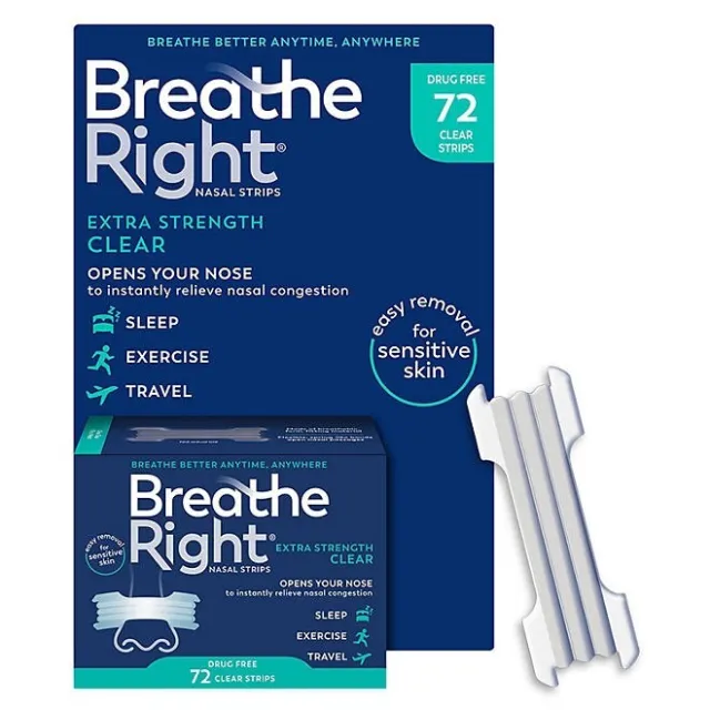 Breathe Right Extra Strength Nasal Strips, Clear - 72 Count