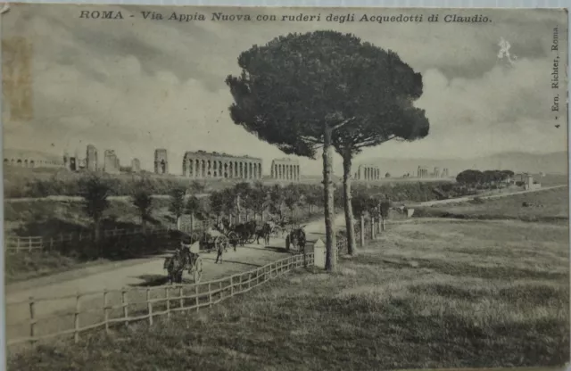 ROMA ITALIE cpa Via Appia Nuova con ruderi degli Acquedotti di Claudio 1908