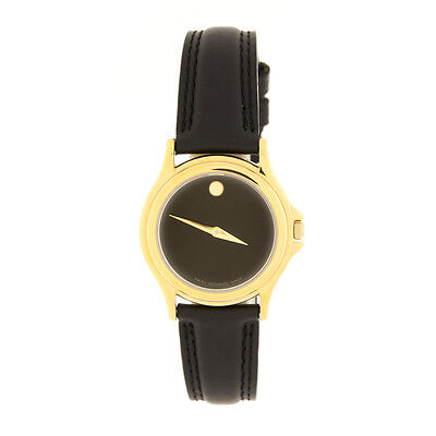 Ladies Movado Watch Yellow Gold Plate Museum Black Dial Wristwatch